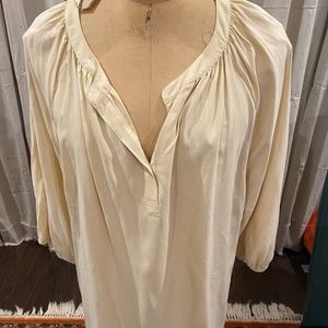 Talbots Silk Peasant Blouse Tunic Cream Ivory Beige 3X 22 24